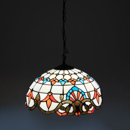 Brilagi - Tiffany vitrāžas lustrs uz ķēdes MIRABELLA 1xE27/60W/230V Ø 40 cm