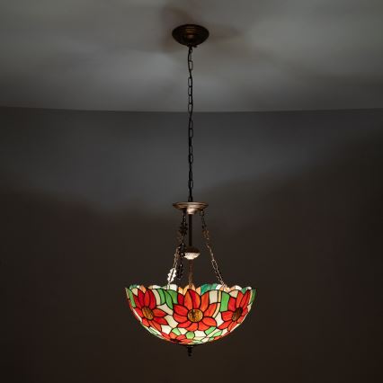 BRILAGI - Tiffany vitrāžas lustrs uz ķēdes SUNFLOWER 3xE27/60W/230V Ø 50 cm