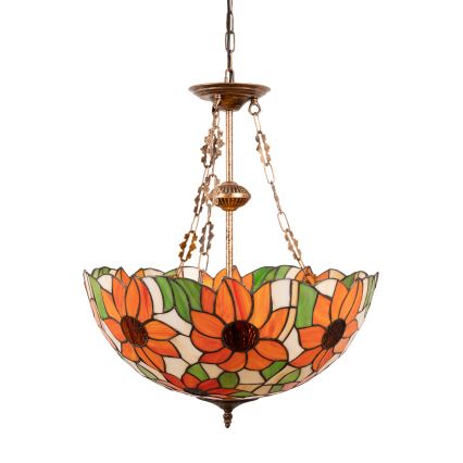 BRILAGI - Tiffany vitrāžas lustrs uz ķēdes SUNFLOWER 3xE27/60W/230V Ø 50 cm