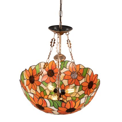 BRILAGI - Tiffany vitrāžas lustrs uz ķēdes SUNFLOWER 3xE27/60W/230V Ø 50 cm