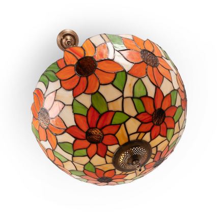BRILAGI - Tiffany vitrāžas lustrs uz ķēdes SUNFLOWER 3xE27/60W/230V Ø 50 cm