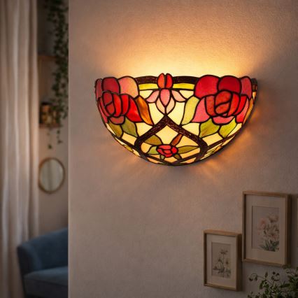 Brilagi - Tiffany vitrāžas sienas gaismeklis GARLAN 1xE14/40W/230V