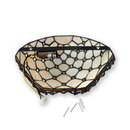 Brilagi - Tiffany vitrāžas sienas gaismeklis krēmkrāsas 1xE14/40W/230V