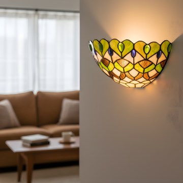 Brilagi - Tiffany vitrāžas sienas gaismeklis MARGARET 1xE27/40W/230V