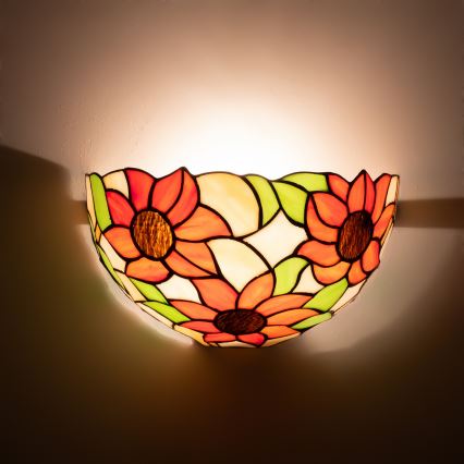 BRILAGI - Tiffany vitrāžas sienas gaismeklis SUNFLOWER 1xE14/40W/230V