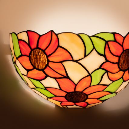 BRILAGI - Tiffany vitrāžas sienas gaismeklis SUNFLOWER 1xE14/40W/230V