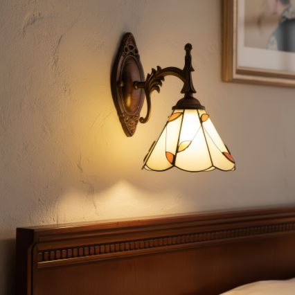 Brilagi - Tiffany vitrāžas sienas lampa FOLIA 1xE14/40W/230V