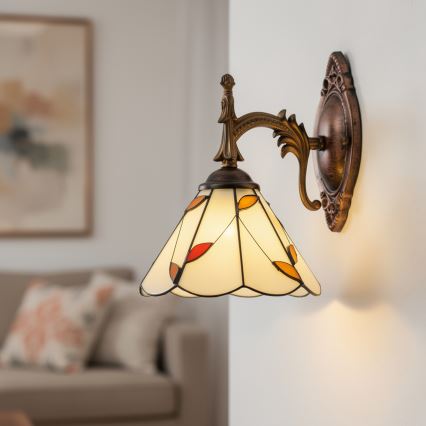 Brilagi - Tiffany vitrāžas sienas lampa FOLIA 1xE14/40W/230V