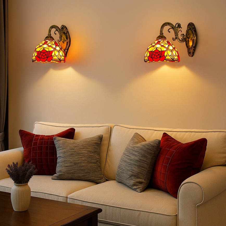 Brilagi - Tiffany vitrāžas sienas lampa GARLAN 1xE27/40W/230V