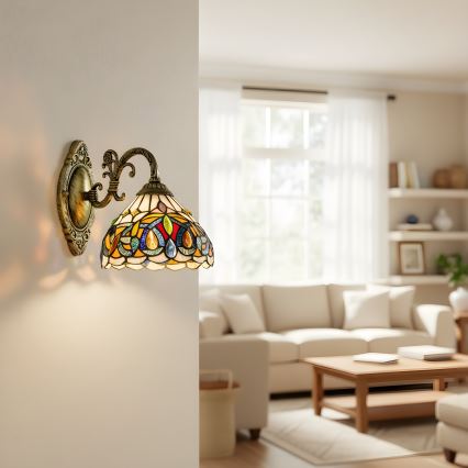 Brilagi - Tiffany vitrāžas sienas lampa LUISA 1xE27/40W/230V