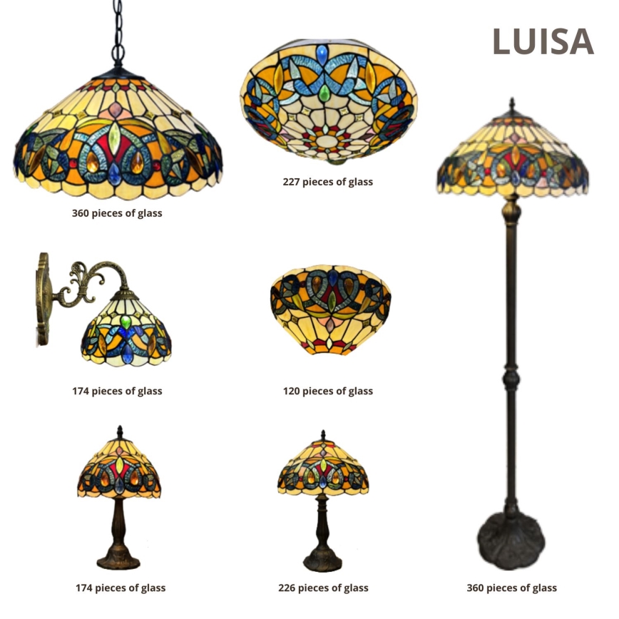 Brilagi - Tiffany vitrāžas sienas lampa LUISA 1xE27/40W/230V