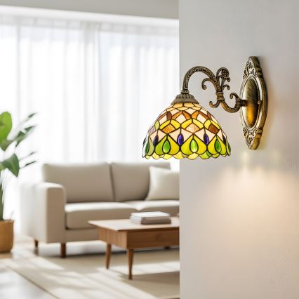 Brilagi - Tiffany vitrāžas sienas lampa MARGARET 1xE27/40W/230V