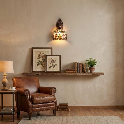 Brilagi - Tiffany vitrāžas sienas lampa MIRABELLA 1xE14/40W/230V