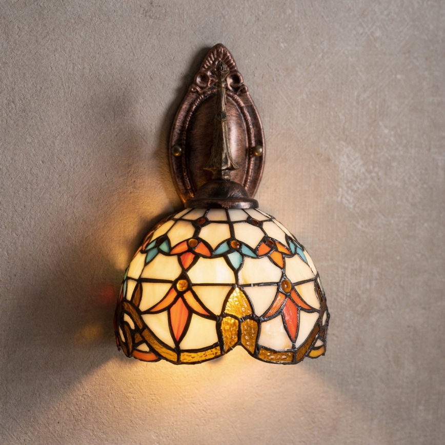 Brilagi - Tiffany vitrāžas sienas lampa MIRABELLA 1xE14/40W/230V