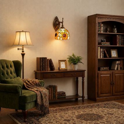 Brilagi - Tiffany vitrāžas sienas lampa SUNFLOWER 1xE14/40W/230V