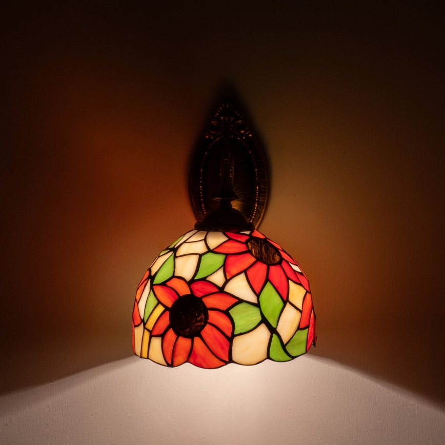 Brilagi - Tiffany vitrāžas sienas lampa SUNFLOWER 1xE14/40W/230V