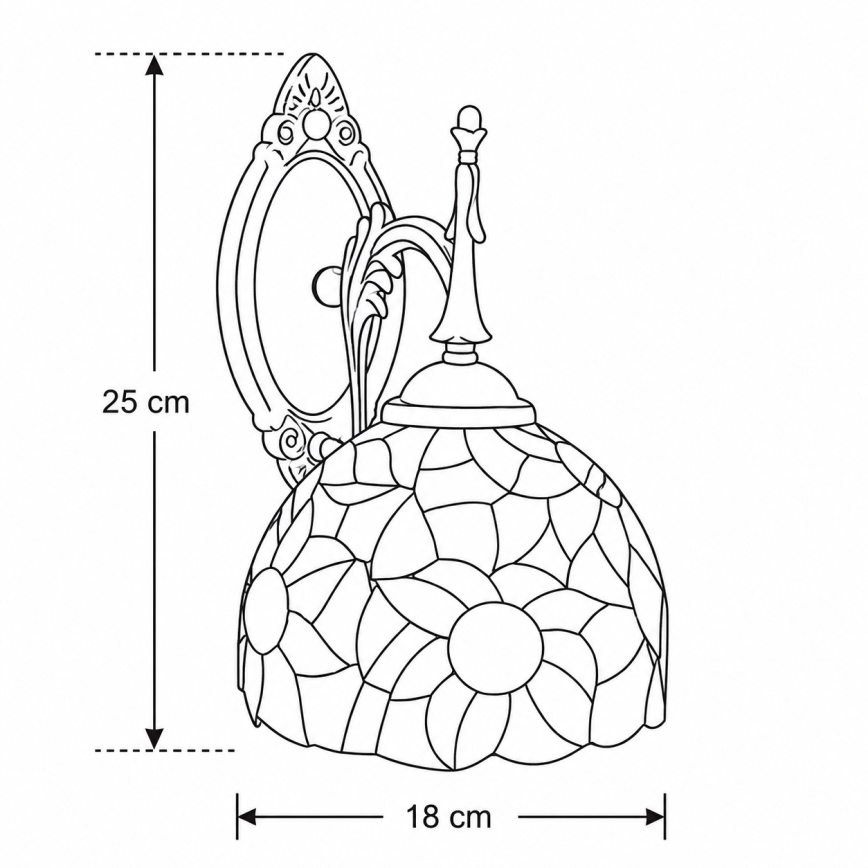 Brilagi - Tiffany vitrāžas sienas lampa SUNFLOWER 1xE14/40W/230V