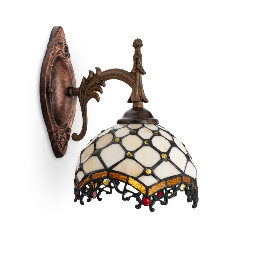 Brilagi - Tiffany vitrāžas sienas lampa ziloņkaula 1xE14/40W/230V