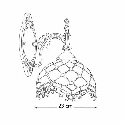 Brilagi - Tiffany vitrāžas sienas lampa ziloņkaula 1xE14/40W/230V