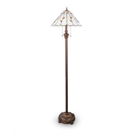 Brilagi - Tiffany vitrāžas stāvlampa FOLIA 2xE27/60W/230V