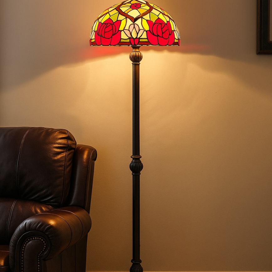 Brilagi - Tiffany vitrāžas stāvlampa GARLAN 2xE27/60W/230V