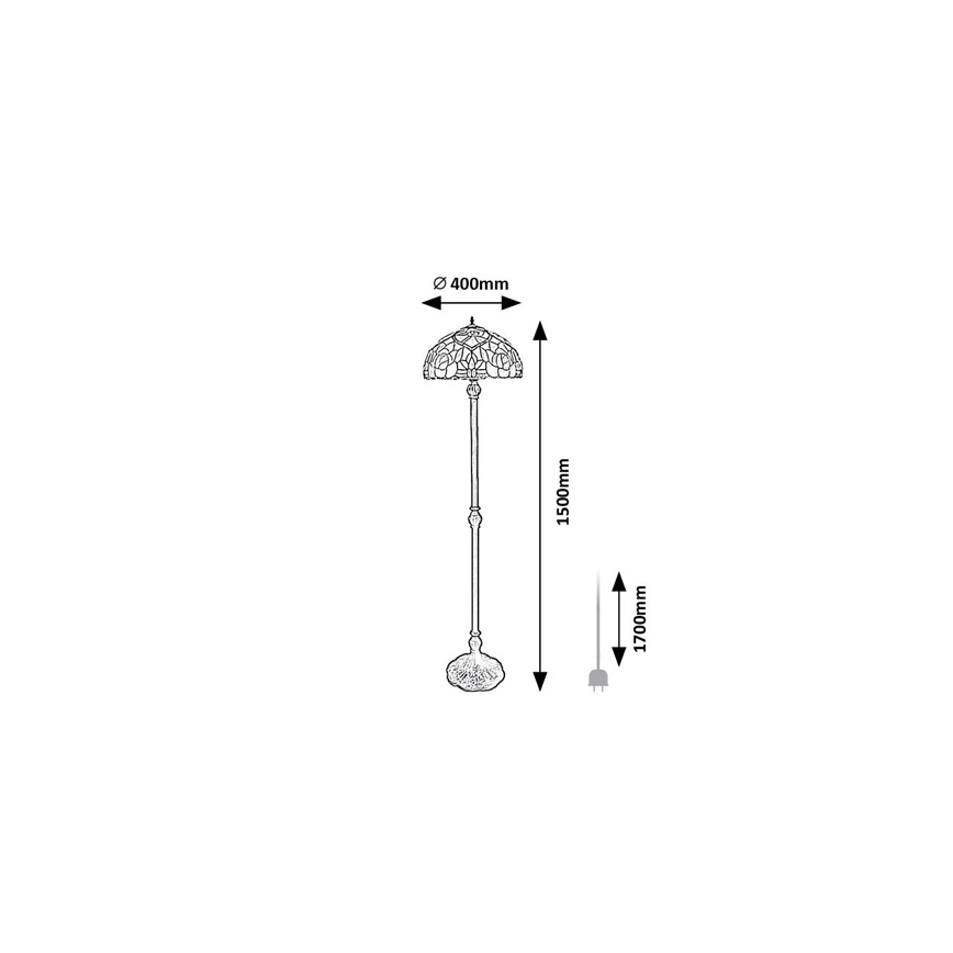 Brilagi - Tiffany vitrāžas stāvlampa GARLAN 2xE27/60W/230V