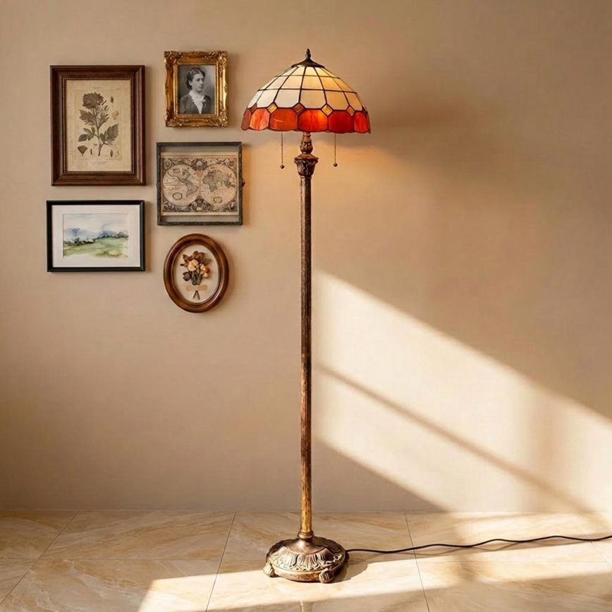 Brilagi - Tiffany vitrāžas stāvlampa SIENNA 2xE27/60W/230V