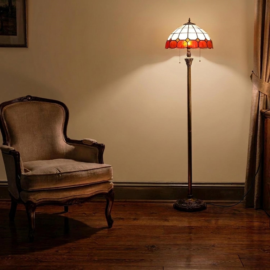 Brilagi - Tiffany vitrāžas stāvlampa SIENNA 2xE27/60W/230V