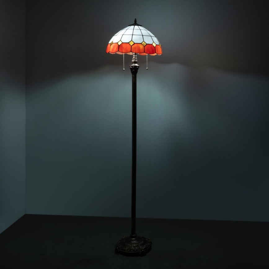 Brilagi - Tiffany vitrāžas stāvlampa SIENNA 2xE27/60W/230V
