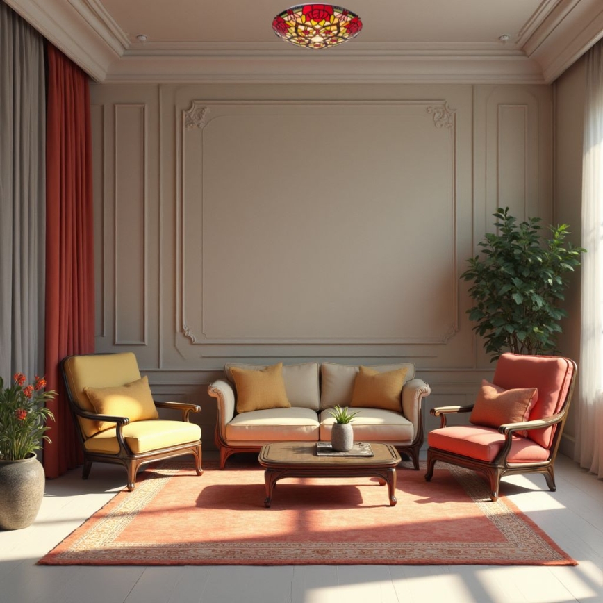 Brilagi - Tiffany vitrāžas stila griestu lampa GARLAN 2xE27/60W/230V