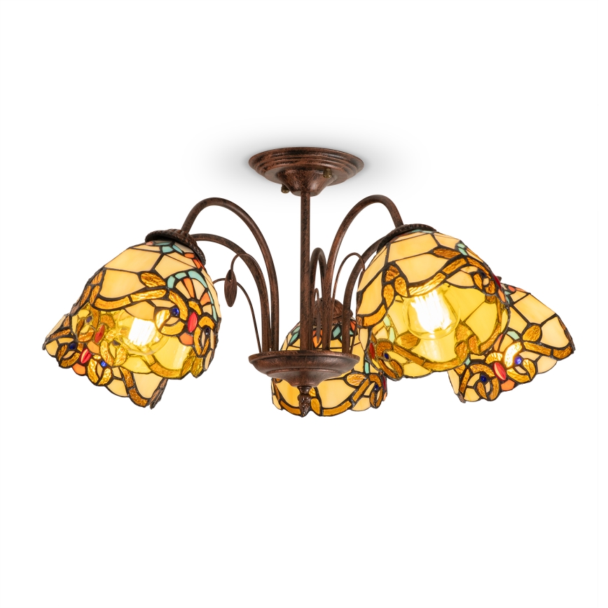Brilagi - Tiffany vitrāžas virsmas griestu lustra MIRABELLA 5xE27/60W/230V Ø 60 cm