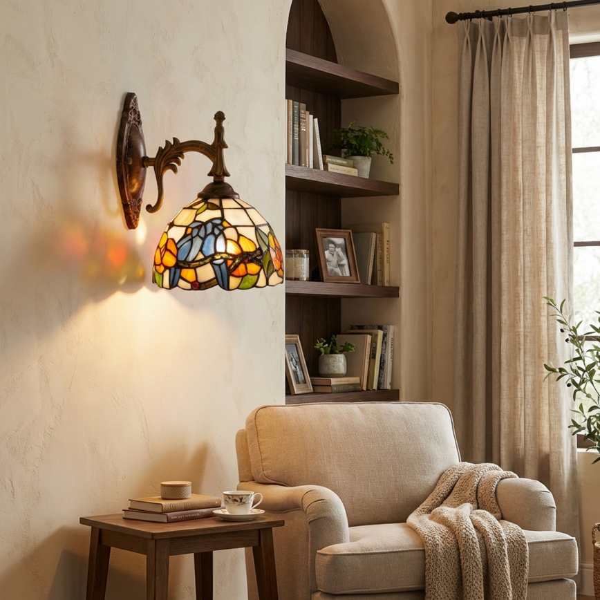 Brilagi - Tiffany vitražēta sienas lampa JUNGLE 1xE14/40W/230V