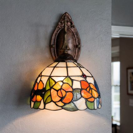 Brilagi - Tiffany vitražēta sienas lampa JUNGLE 1xE14/40W/230V