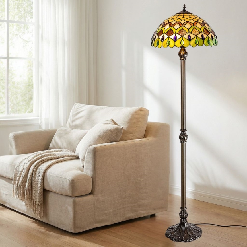 Brilagi - Tiffany vitražēta stāvlampa MARGARET 2xE27/60W/230V