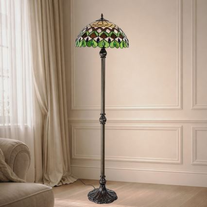 Brilagi - Tiffany vitražēta stāvlampa MARGARET 2xE27/60W/230V
