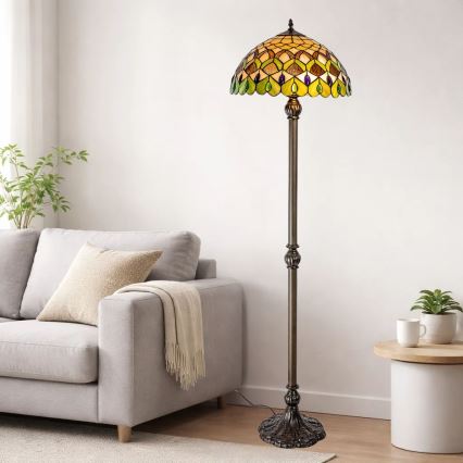 Brilagi - Tiffany vitražēta stāvlampa MARGARET 2xE27/60W/230V