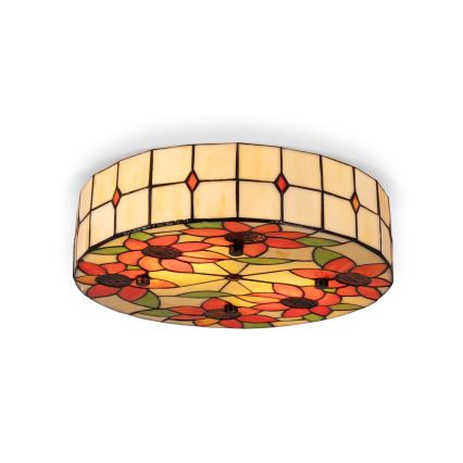 BRILAGI - Tiffany vitrāžēts griestu gaismeklis SUNFLOWER 2xE27/60W/230V Ø 40 cm