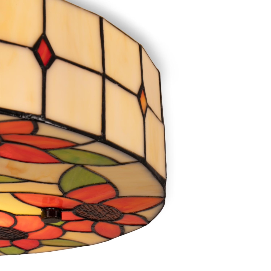 BRILAGI - Tiffany vitrāžēts griestu gaismeklis SUNFLOWER 2xE27/60W/230V Ø 40 cm