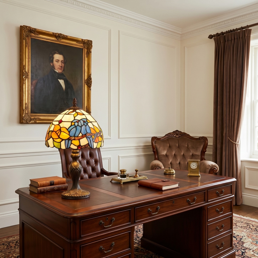 Brilagi - Tiffany vitražveida galda lampa JUNGLE 1xE27/60W/230V