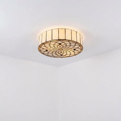 BRILAGI - Tiffany vitražveida griestu gaismeklis IVORY 2xE27/60W/230V Ø 40 cm