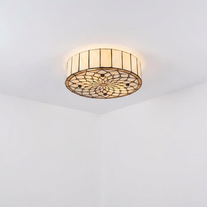 BRILAGI - Tiffany vitražveida griestu gaismeklis IVORY 2xE27/60W/230V Ø 40 cm