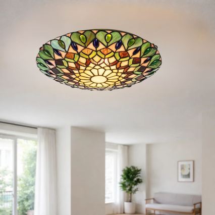 Brilagi - Tiffany vitrāžveida griestu lampa MARGARET 2xE27/60W/230V, diametrs 40 cm