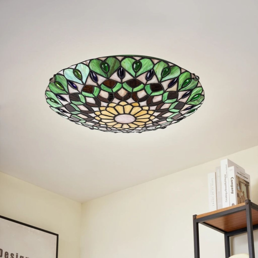 Brilagi - Tiffany vitrāžveida griestu lampa MARGARET 2xE27/60W/230V, diametrs 40 cm