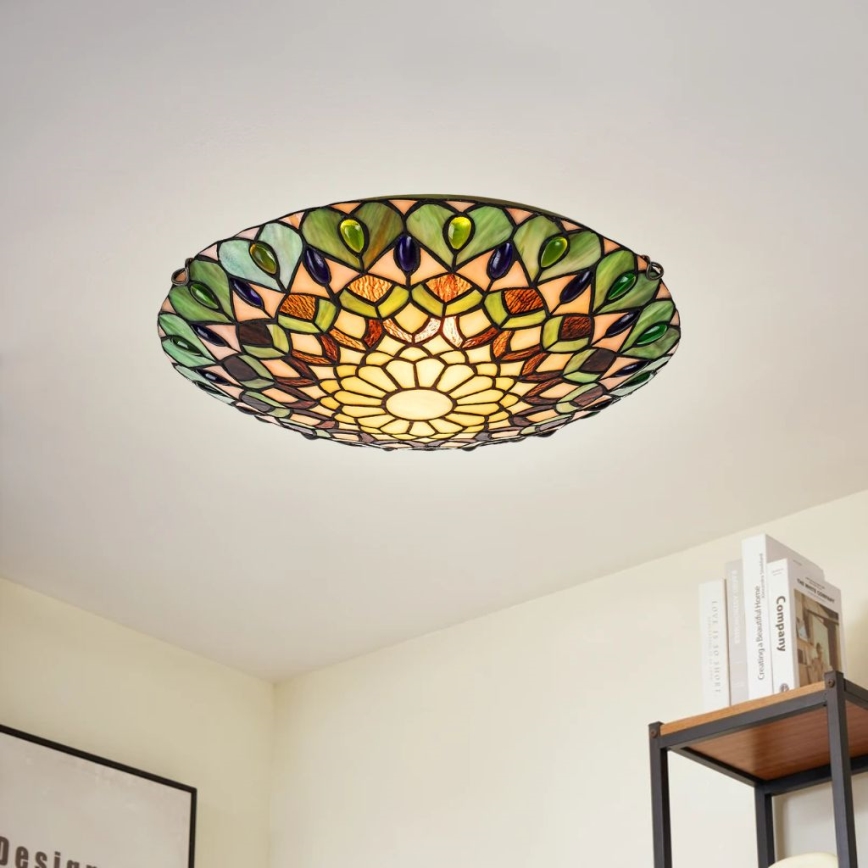 Brilagi - Tiffany vitrāžveida griestu lampa MARGARET 2xE27/60W/230V, diametrs 40 cm