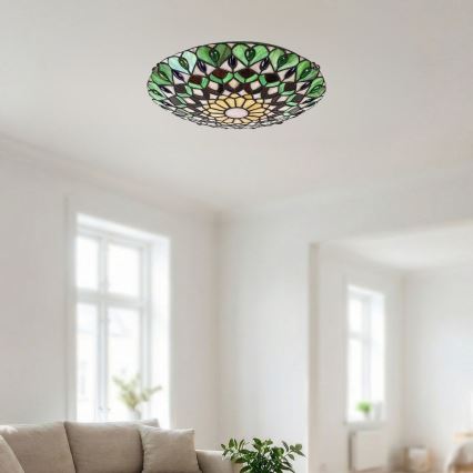 Brilagi - Tiffany vitrāžveida griestu lampa MARGARET 2xE27/60W/230V, diametrs 40 cm
