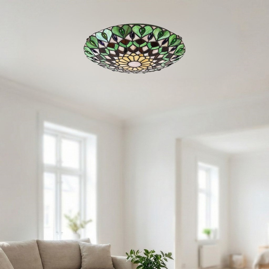Brilagi - Tiffany vitrāžveida griestu lampa MARGARET 2xE27/60W/230V, diametrs 40 cm
