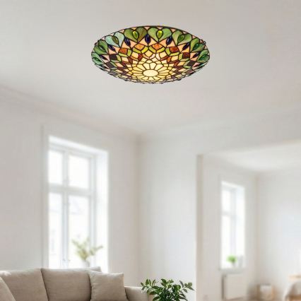 Brilagi - Tiffany vitrāžveida griestu lampa MARGARET 2xE27/60W/230V, diametrs 40 cm