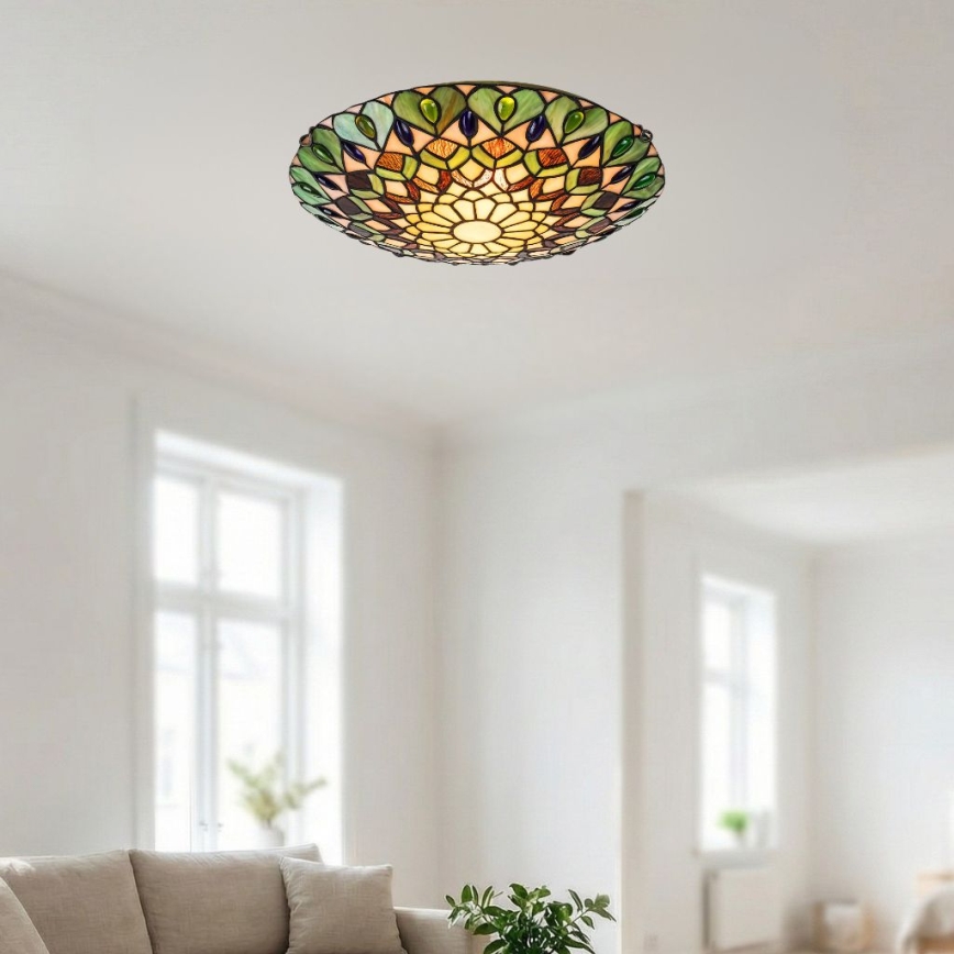 Brilagi - Tiffany vitrāžveida griestu lampa MARGARET 2xE27/60W/230V, diametrs 40 cm