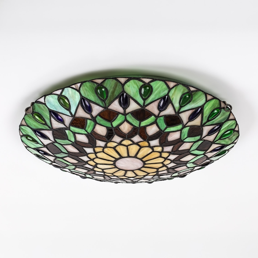 Brilagi - Tiffany vitrāžveida griestu lampa MARGARET 2xE27/60W/230V, diametrs 40 cm