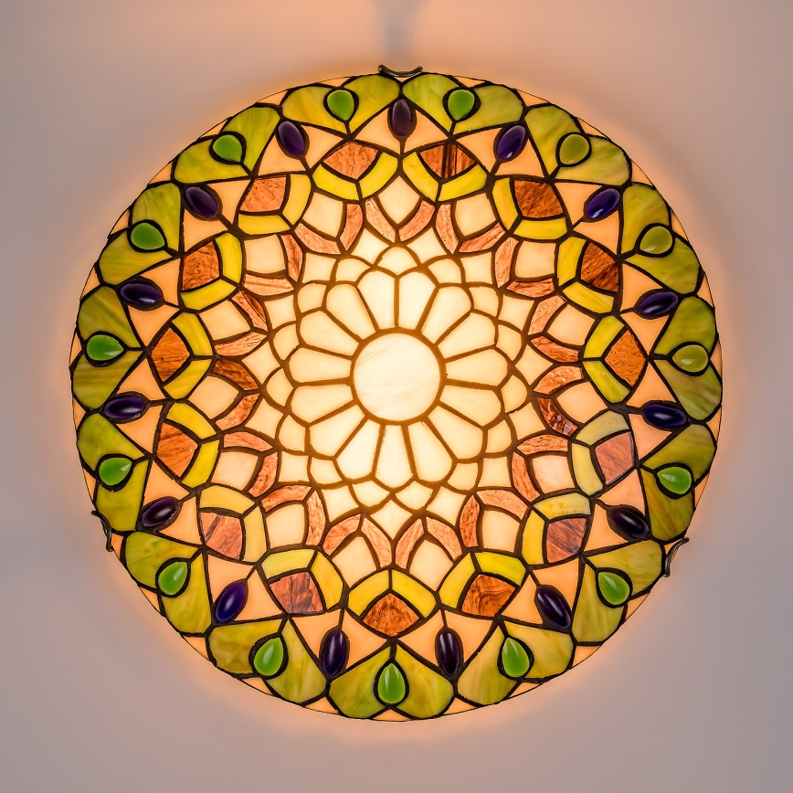 Brilagi - Tiffany vitrāžveida griestu lampa MARGARET 2xE27/60W/230V, diametrs 40 cm